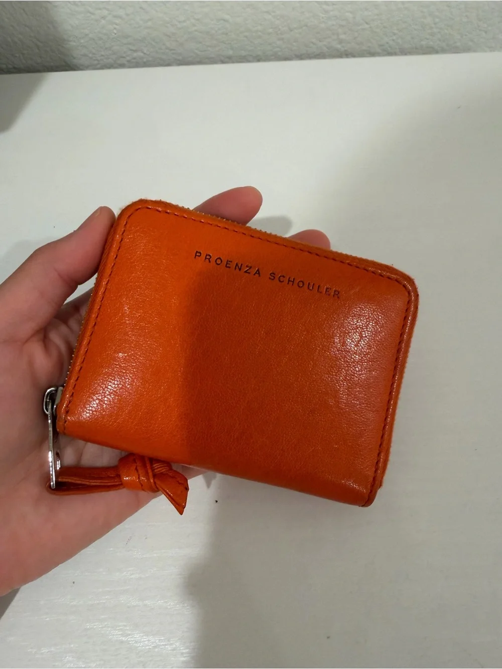 Proenza Schouler Bright Orange Leather Zip Card Wallet